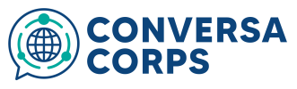 Conversa Corps logo, brandmark and wordmark, transparent background